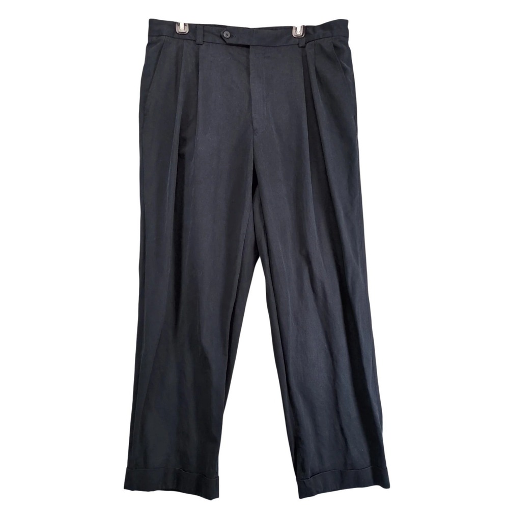 Ballin Relax Black‎ Dress Pants Mens 36x29 Pleated Cuffed Comfort Stretch Canada